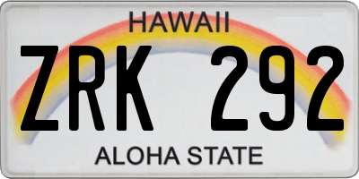 HI license plate ZRK292