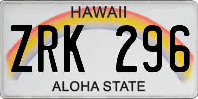 HI license plate ZRK296