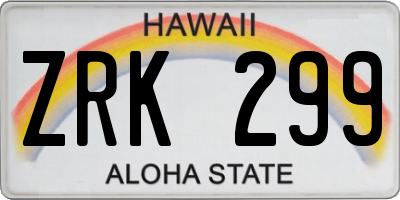 HI license plate ZRK299