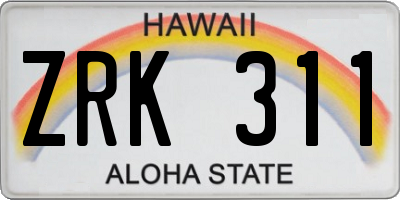 HI license plate ZRK311