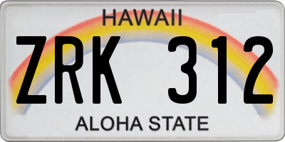 HI license plate ZRK312