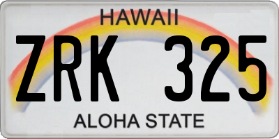 HI license plate ZRK325
