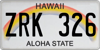 HI license plate ZRK326