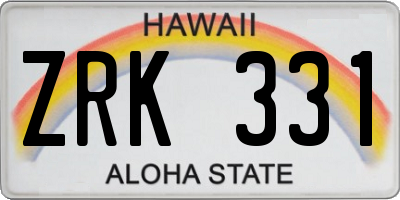 HI license plate ZRK331