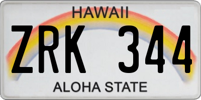 HI license plate ZRK344