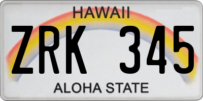 HI license plate ZRK345