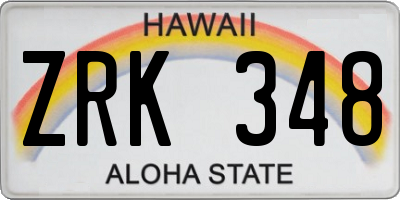 HI license plate ZRK348