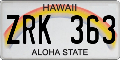 HI license plate ZRK363