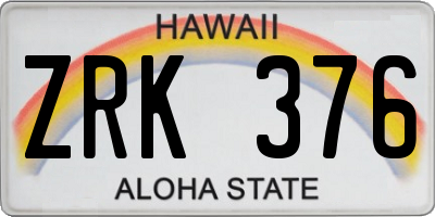 HI license plate ZRK376