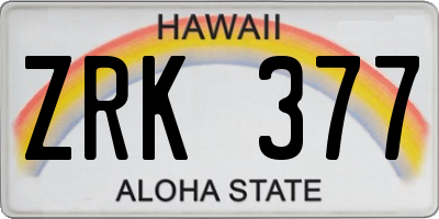 HI license plate ZRK377