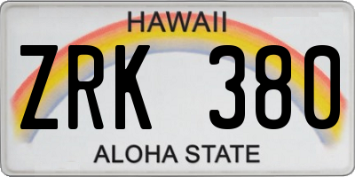 HI license plate ZRK380