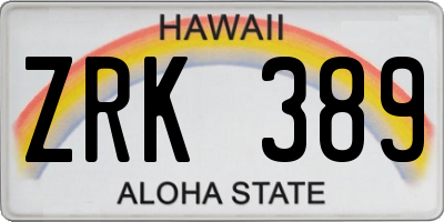 HI license plate ZRK389