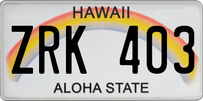 HI license plate ZRK403