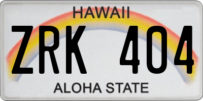 HI license plate ZRK404