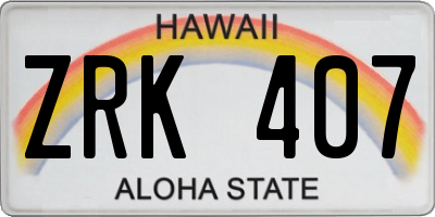 HI license plate ZRK407