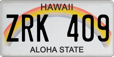 HI license plate ZRK409
