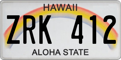 HI license plate ZRK412