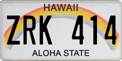 HI license plate ZRK414