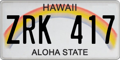 HI license plate ZRK417