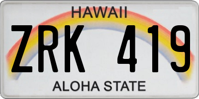 HI license plate ZRK419