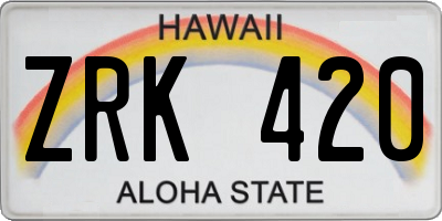 HI license plate ZRK420