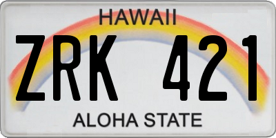 HI license plate ZRK421