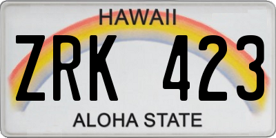 HI license plate ZRK423