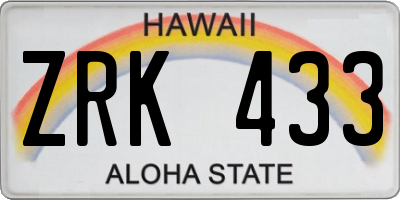 HI license plate ZRK433