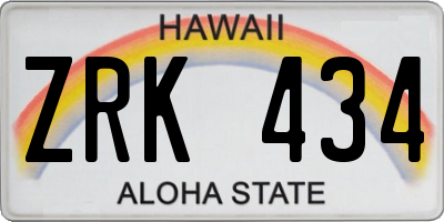 HI license plate ZRK434