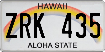 HI license plate ZRK435