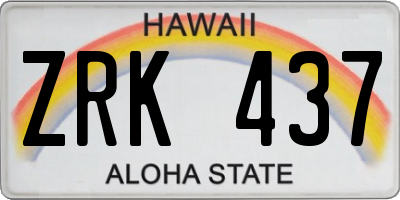 HI license plate ZRK437