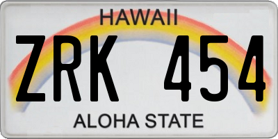 HI license plate ZRK454
