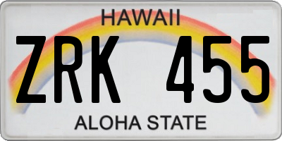 HI license plate ZRK455
