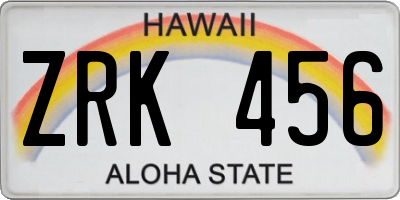 HI license plate ZRK456