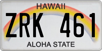 HI license plate ZRK461