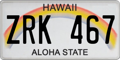 HI license plate ZRK467