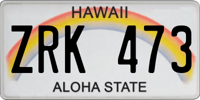 HI license plate ZRK473