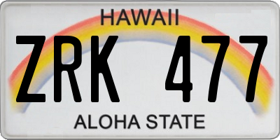 HI license plate ZRK477