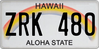 HI license plate ZRK480