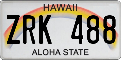 HI license plate ZRK488