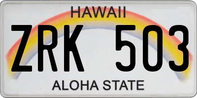 HI license plate ZRK503