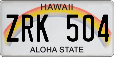 HI license plate ZRK504