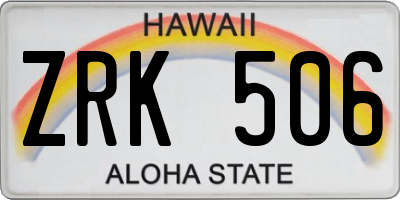 HI license plate ZRK506