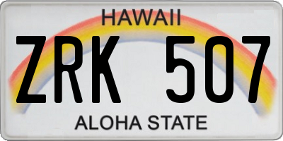 HI license plate ZRK507
