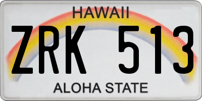 HI license plate ZRK513