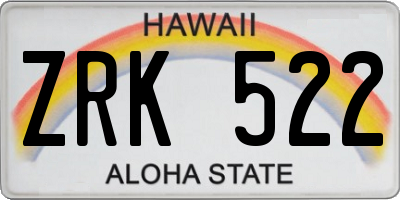 HI license plate ZRK522