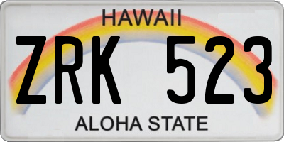 HI license plate ZRK523
