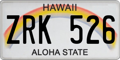 HI license plate ZRK526