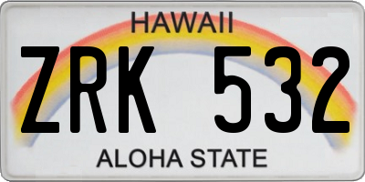 HI license plate ZRK532