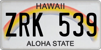 HI license plate ZRK539